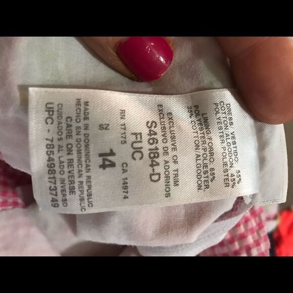 Bonnie Jean Pink Green Seersucker Dress Size 14 - Picture 7 of 12